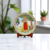 Marbel Round Ragini Plate With Wood Stand